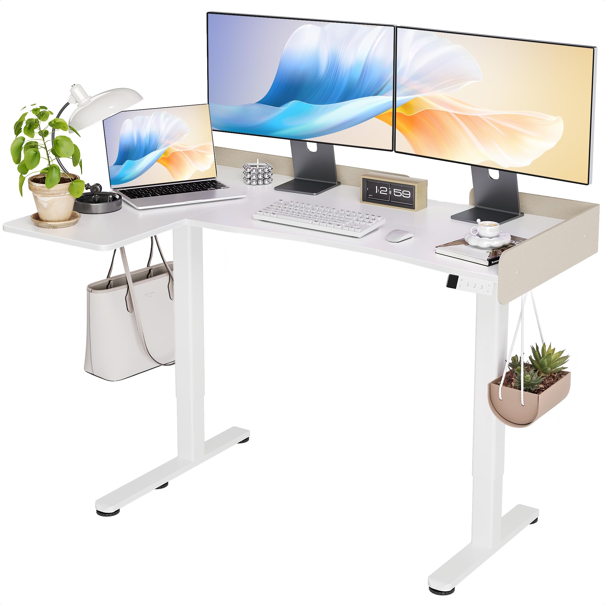 Amazon | Claiks 昇降デスク L字 電動 パソコンデスク 幅140CM＊奥行き